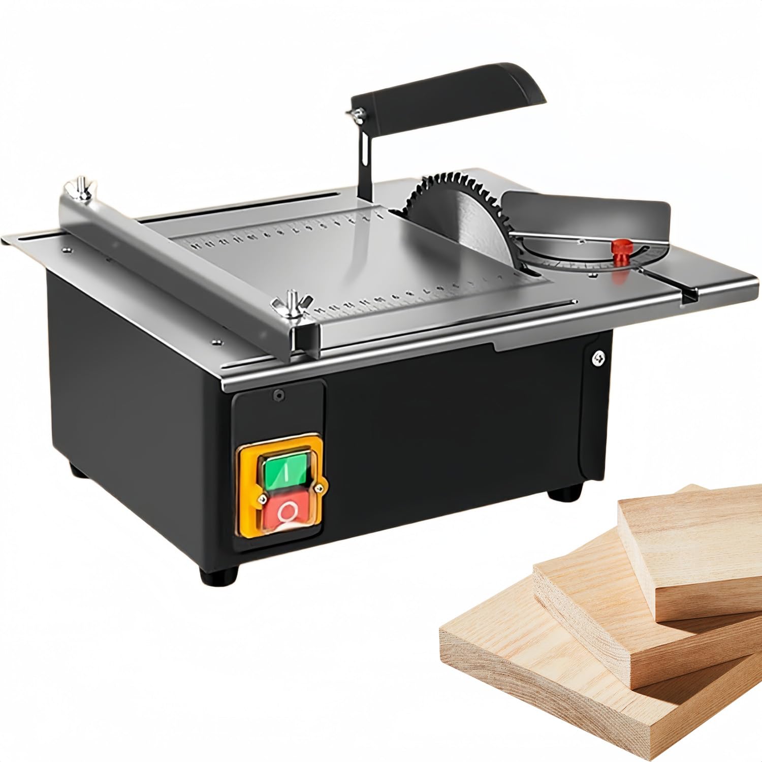 FHRKA Mini Table Saw, Adjustable Portable Precision Hobby Table Saw with 40mm Cutting Depth, Dust Collector Compatible Design