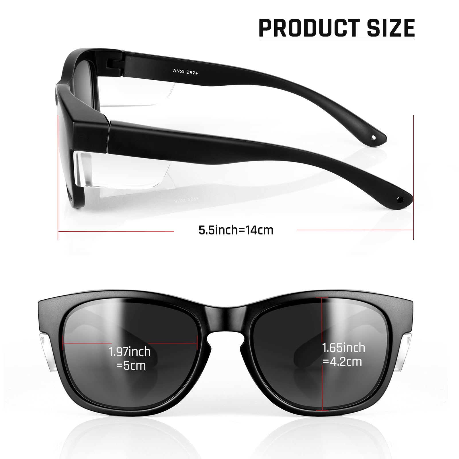 MORK&SUKY Schutzbrille mit Seitenschutz, ANSI Z87.1 zertifizierte Schutzbrille für Arbeit und Außenbereich.