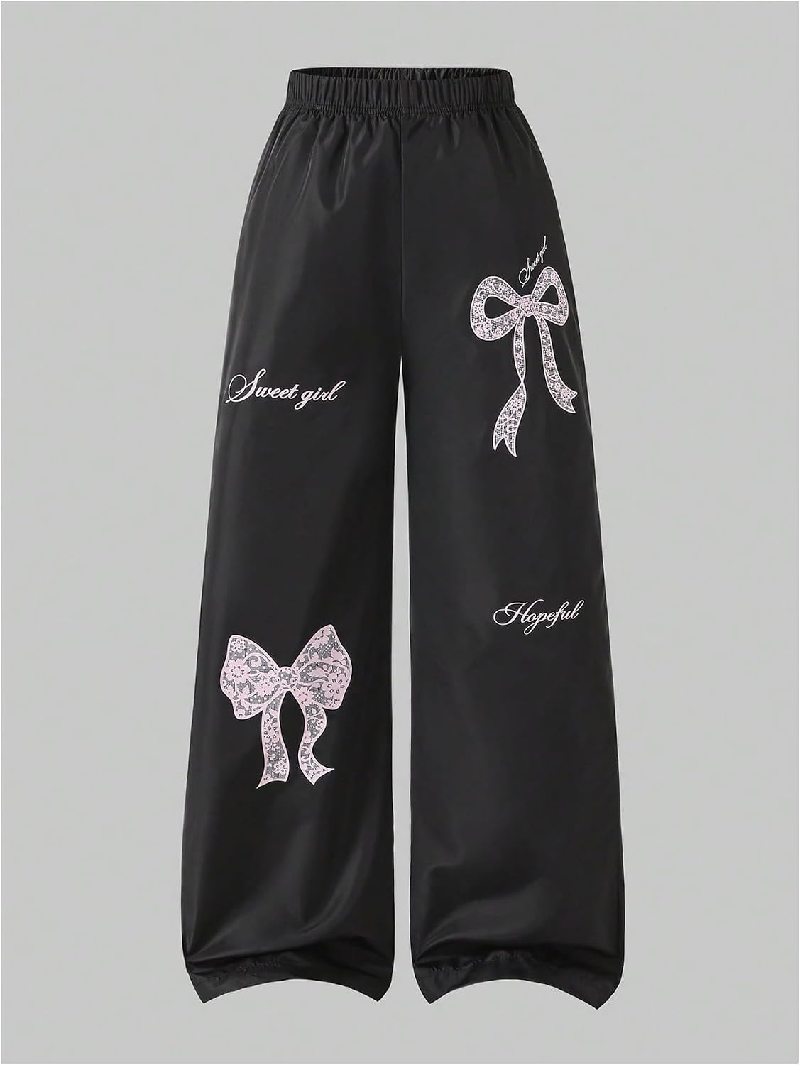 GORGLITTER Girl's Bow Baggy Sweatpants Y2k Letter Low Rise Track Pants