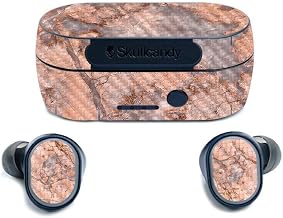 MightySkins Carbon Fiber Skin for Skullcandy Sesh True Wireless Earbuds - Blush Marble | Protective, Durable Textured Carbon Fiber Finish | Easy to Apply, Remove, and Change Styles | Made in The USA