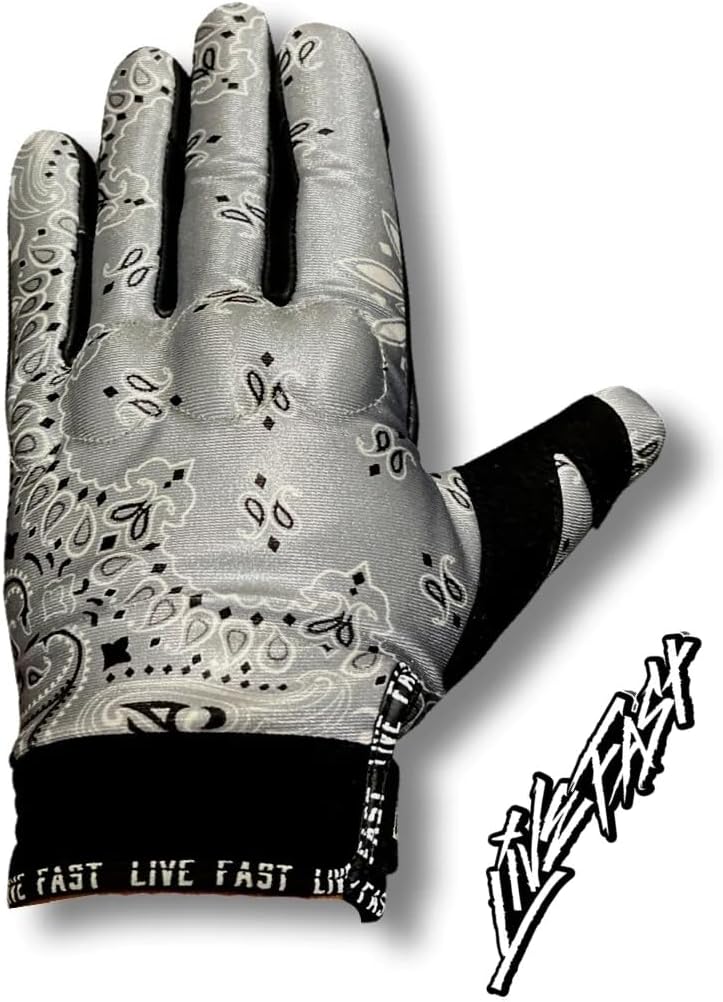 Grey Paisley Motorcycle Gloves