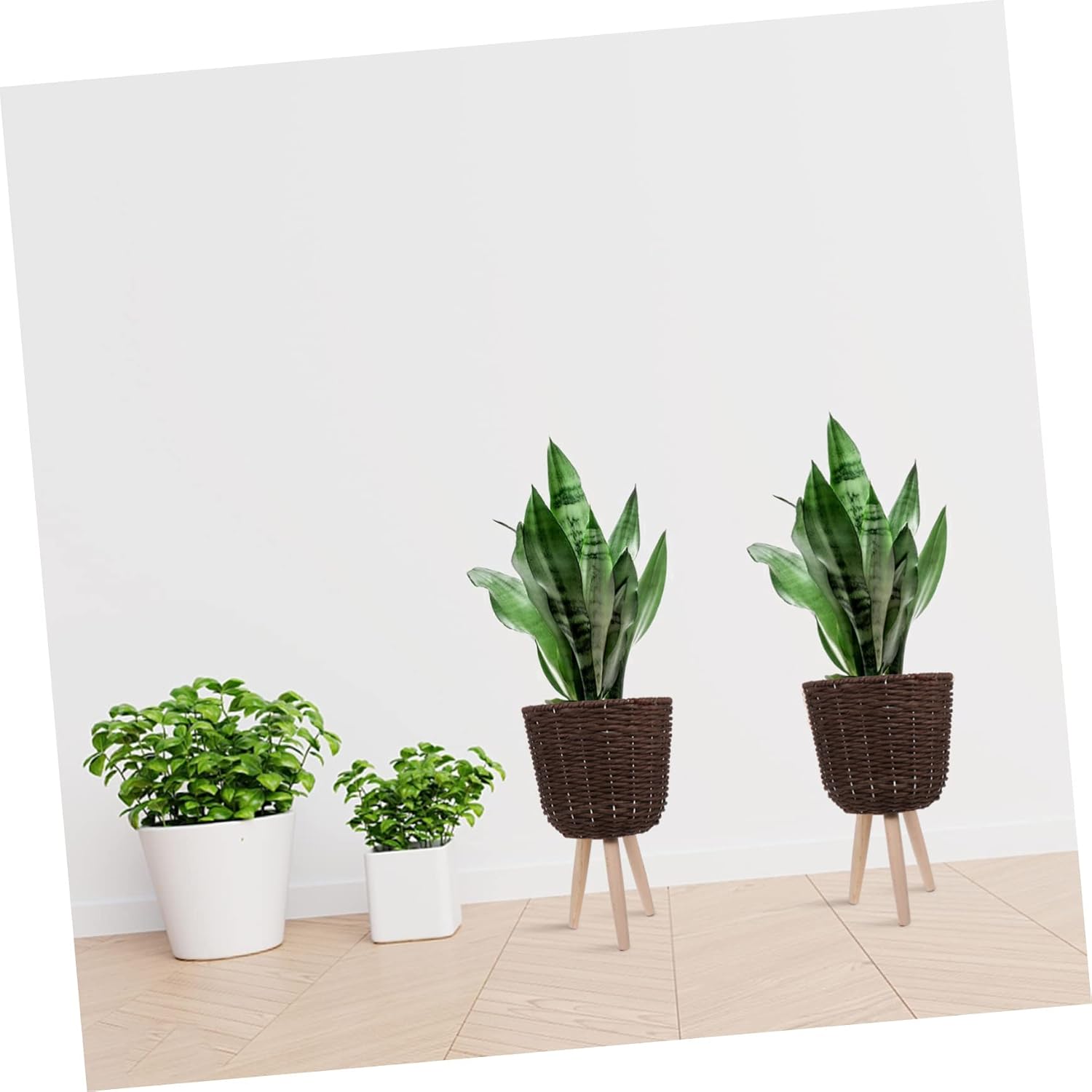 Levemolo 1pc Rattan Woven Plant Pot Decorative Corner Flower Holder for Balcony Garden Indoor Plant Container Elegant Design Fine Craftsmanship