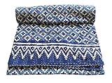 thehandicraftworld New Indian Cotton Hand Block Print Queen Quilt Kantha Bedspread Coverlet Bedding