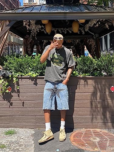 Aelfric Eden Men's Star Patchwork Denim Shorts Mid Rise Stretchy Patchwork Jeans Shorts Casual Denim Shorts Streetwear #TOP5