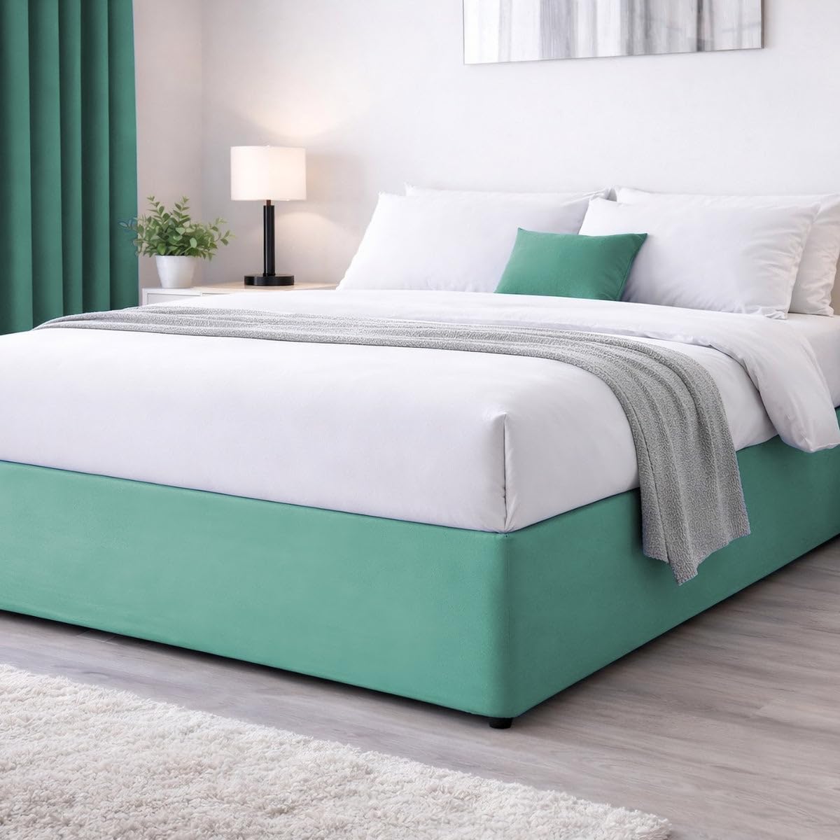 John Aird Elasticated Bed Valance Divan Base Cover Skirt (Teal, Single) โ image 1