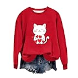 Anjikang Valentines Day Sweatshirts for Women Love Heart Graphic Crewneck Pullover Tops Cute Holiday Long Sleeve Print Shirts