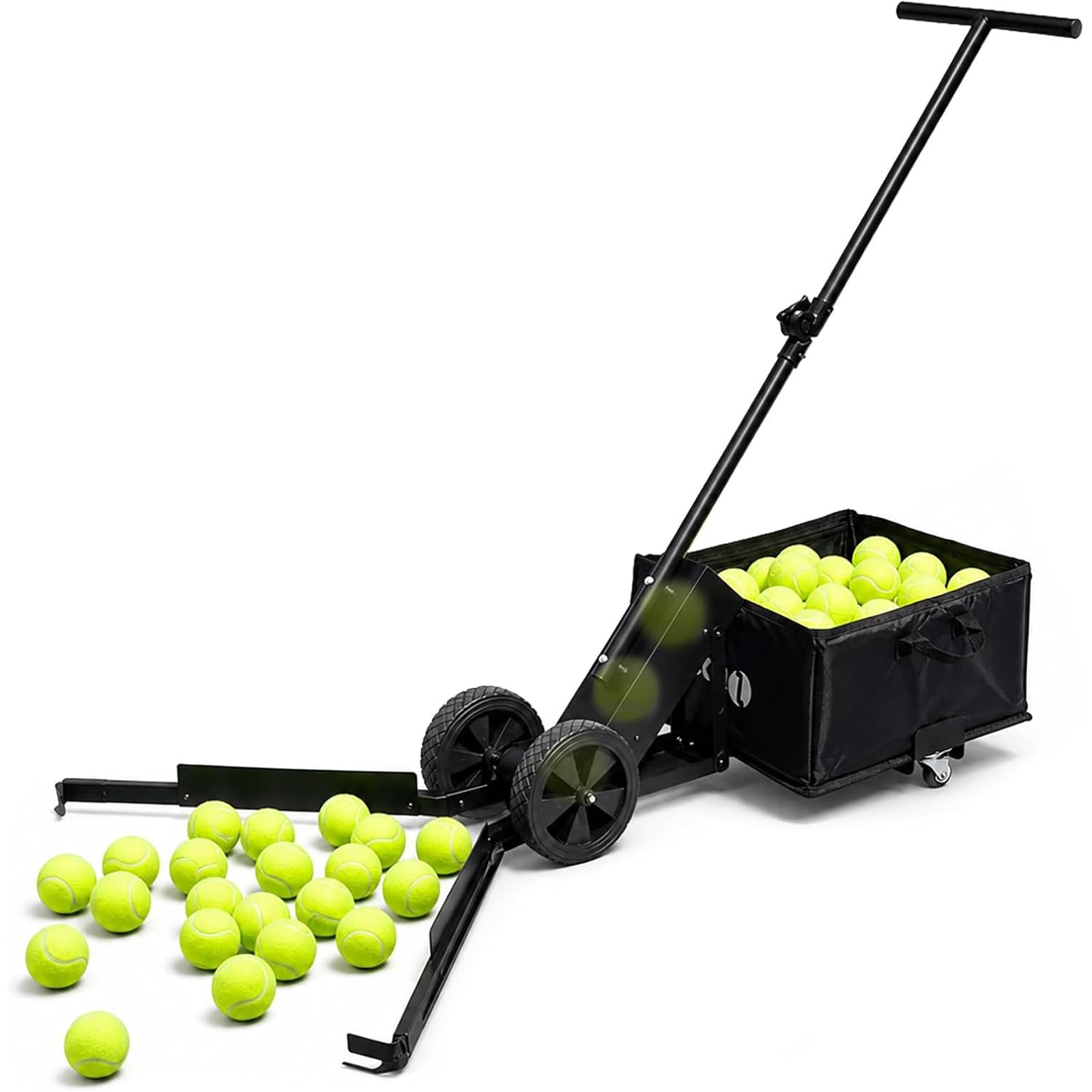 Raccoglitore di Palline da Tennis, Raccoglitore Portatile di Palline da Pickleball, capacità 120 Palline, Ruota Girevole A 360°, Carrello Pieghevole per Una Facile Raccolta, per Allenamento E