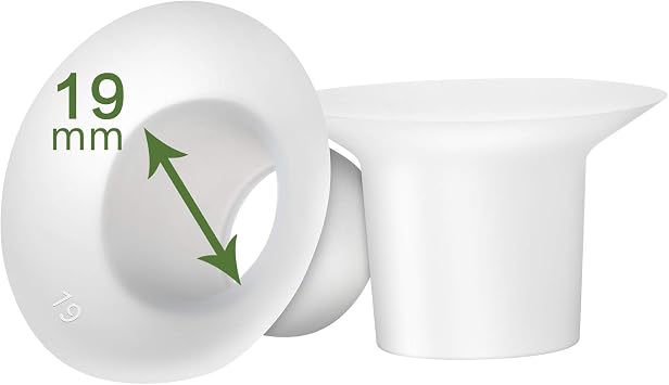 19mm Silicone Flange Inserts for Spectra S1 S2, Medela Breast Pump Shields, Freestyle, Harmony, Sonata to Reduce 24mm Elastic Nipple Tunnel Down to 19mm; Also Fits Freemie 25mm Cups; 2pc/Each