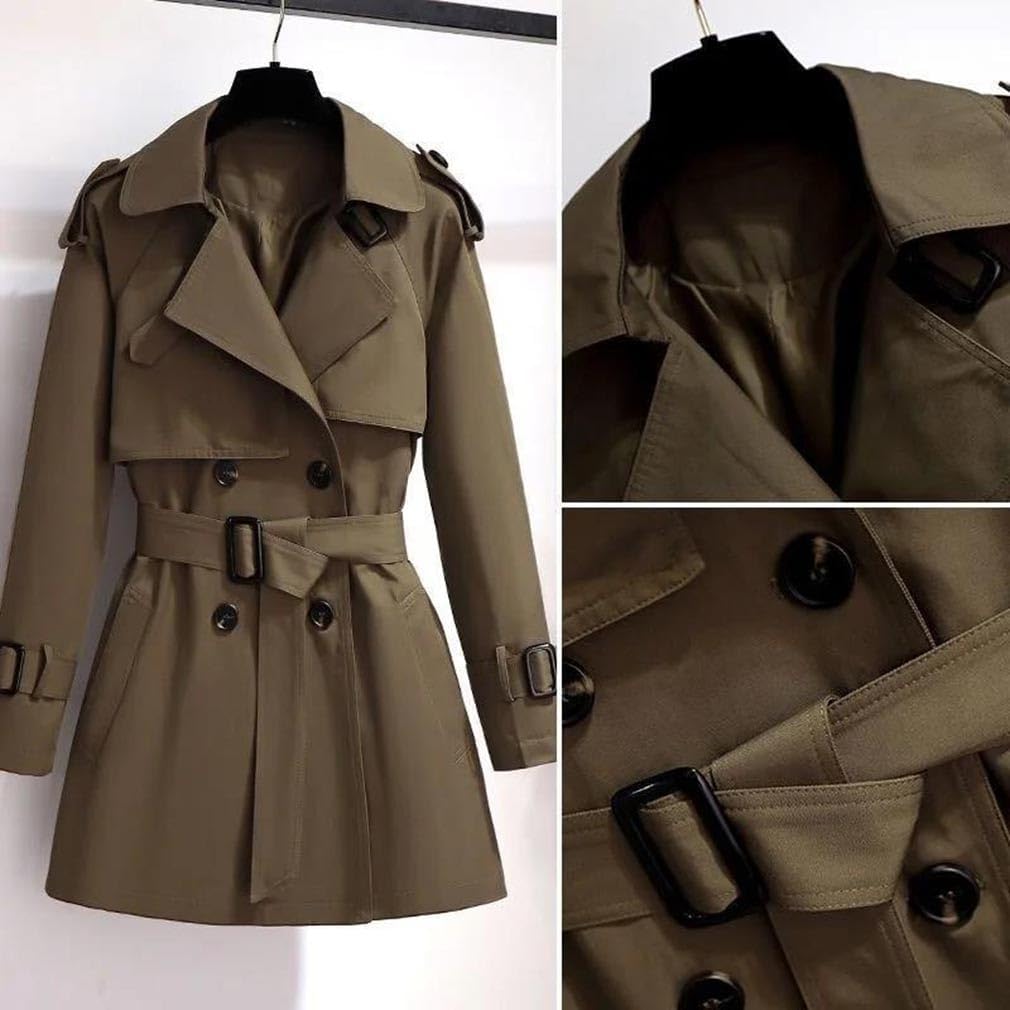 Women Trench Coat Double Breasted All-Match Casual Spring Fall Outerwear