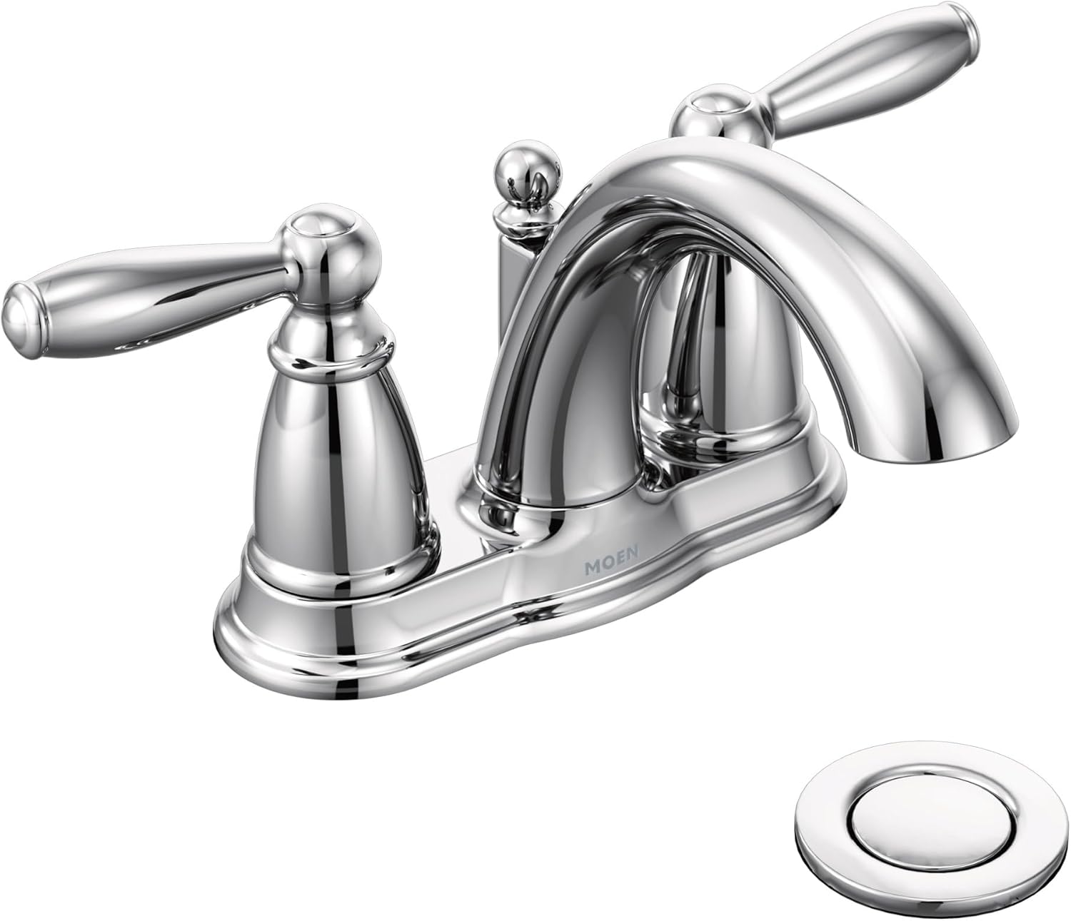 Moen Brantford Chrome Two-Handle Low-Arc Centerset Bathroom Faucet