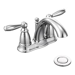 Moen Brantford Chrome Two-Handle Low-Arc Traditional Centerset Bathroom Faucet with Drain Assembly 6610