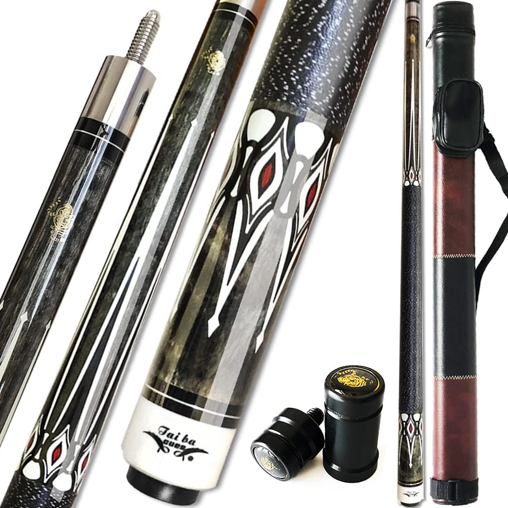 Tai ba cues Pool cue Stick, 13mm Multilayer Leather Tip, 58", Linen Wrap, Hardwood Canadian Maple Professional Billiard Pool Cue Stick 19-21 Oz (Selectable)