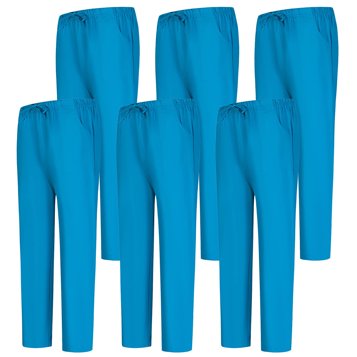 MISEMIYA - Pack 6 Pcs - Arbeitshosen Unisex ELASTISCHE Taille UNIFORM KLINIK Krankenhaus Reinigung TIERARZT Gesundheit GASTGEWERBE - X-Large, Türkis 68