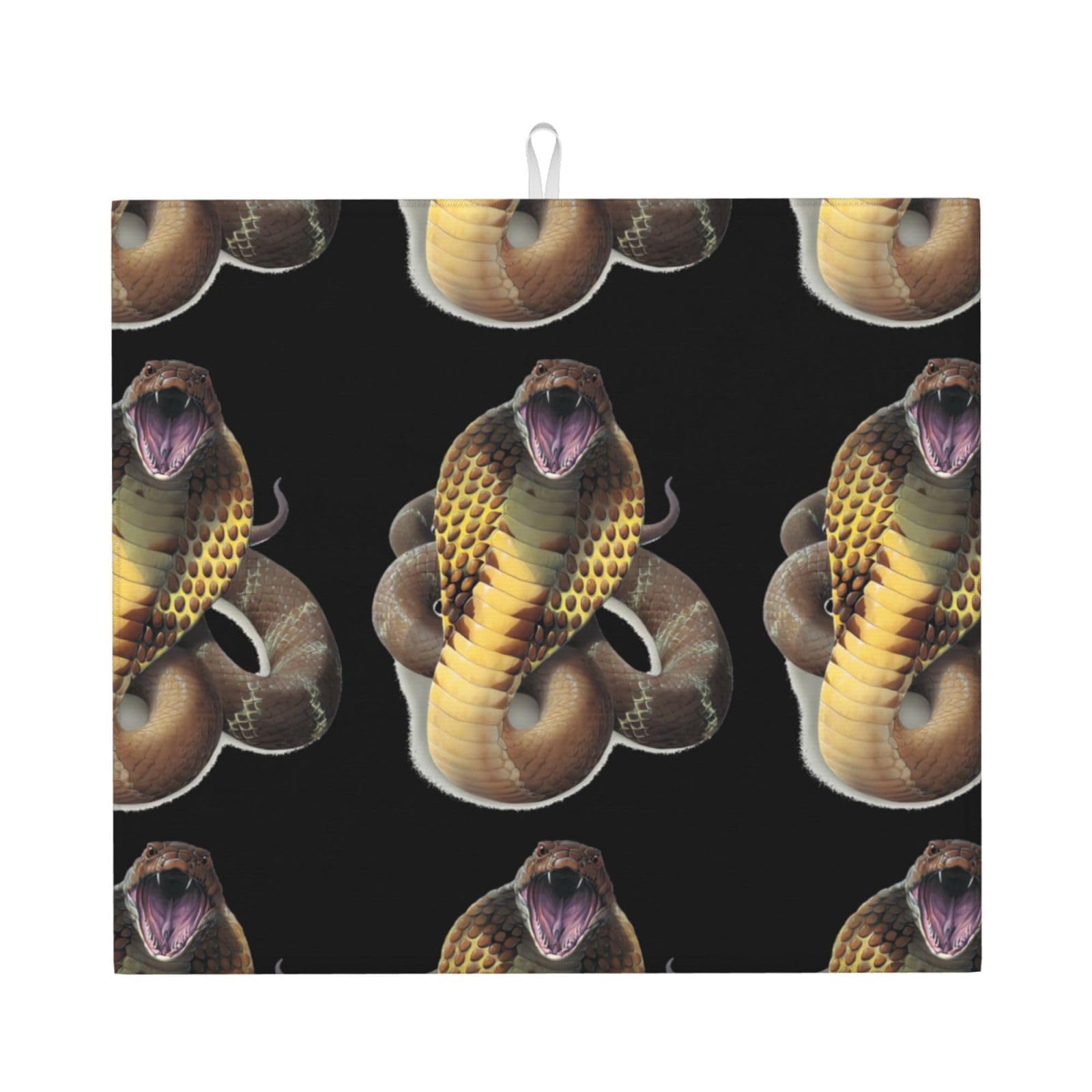 YYHWHJDE Cobra Snake Prints Kitchen Drying Mat – Absorbent Microfiber Throw for Dishes, Non-Slip Counter Layer with Vibrant Fade-Resistant Print, Ideal for Appliance Protection