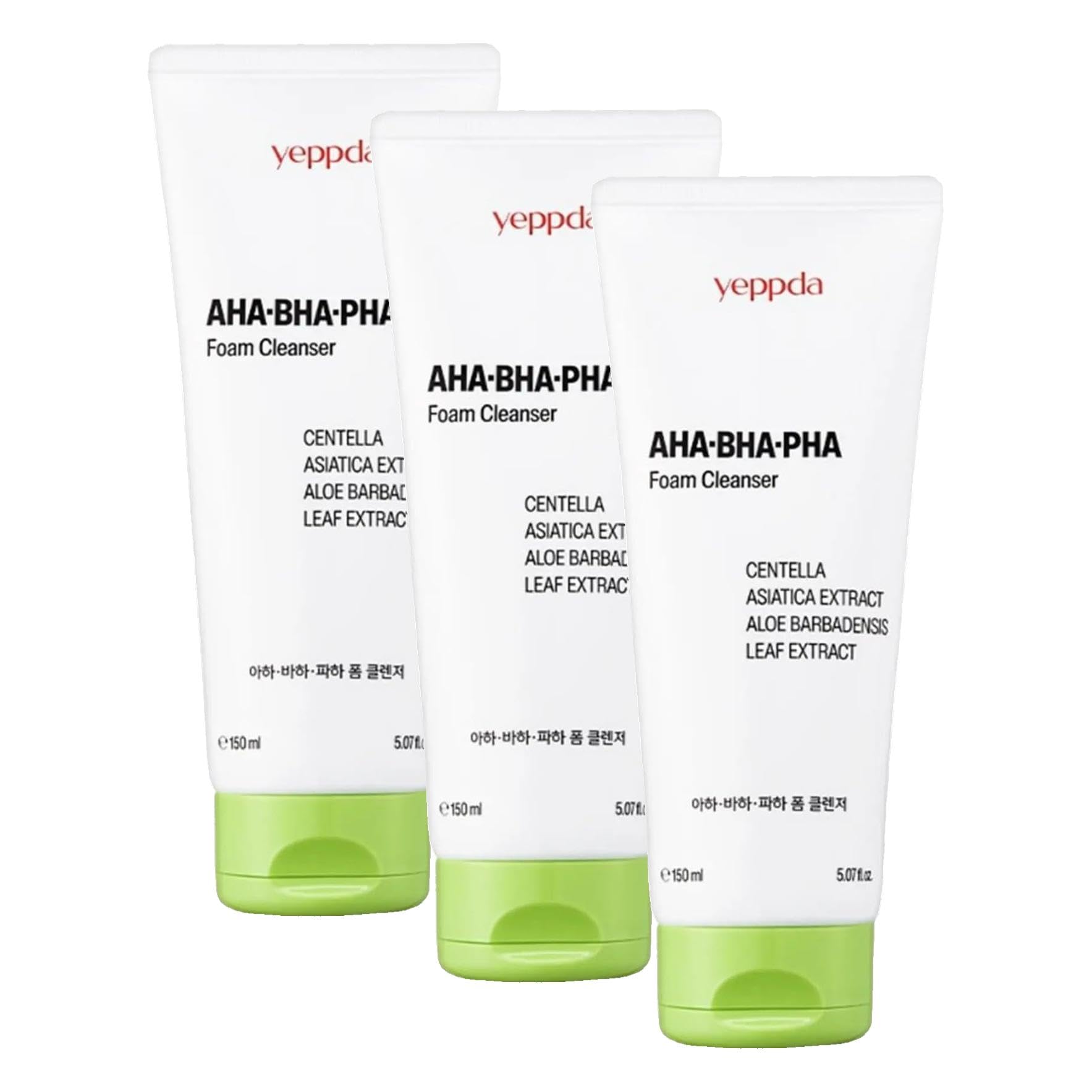 Hafif Asidik Akneli Ciltler İçin Yüz Temizleme Köpüğü Yeppda AHA BHA PHA Foam Cleanser 150 ml (3 paketi)