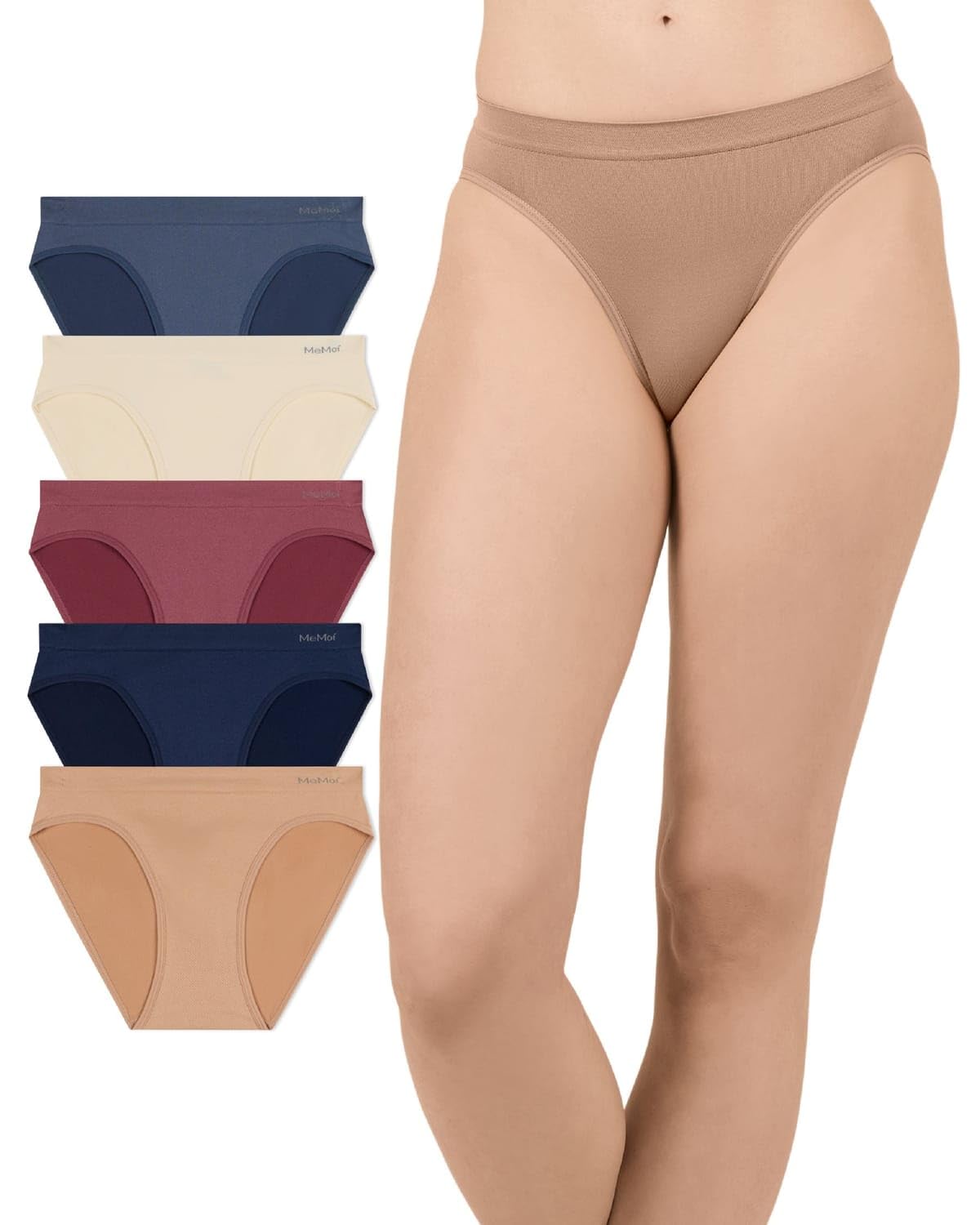 MeMoi Women's Seamless Bikini Panties 5 Pack, No Show Underwear