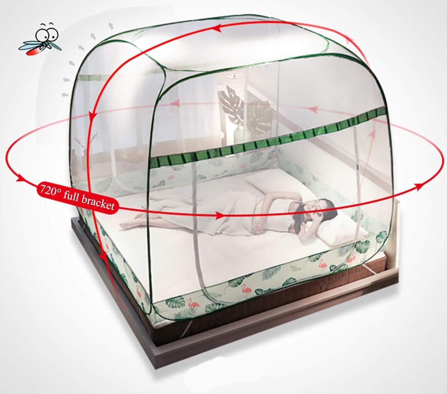 Mosquito net Bed Tent Foldable Three Door Tent Large Anti-Mosquito Mosquito net Camping Travel, Easy to Install(1.8 * 2.2m)