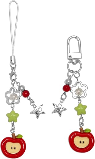2PCS Cute Phone Charms Aesthetic Y2k Pink Guitar Strawberry Star Phone Straps Key Chains for Keys Bags Camera