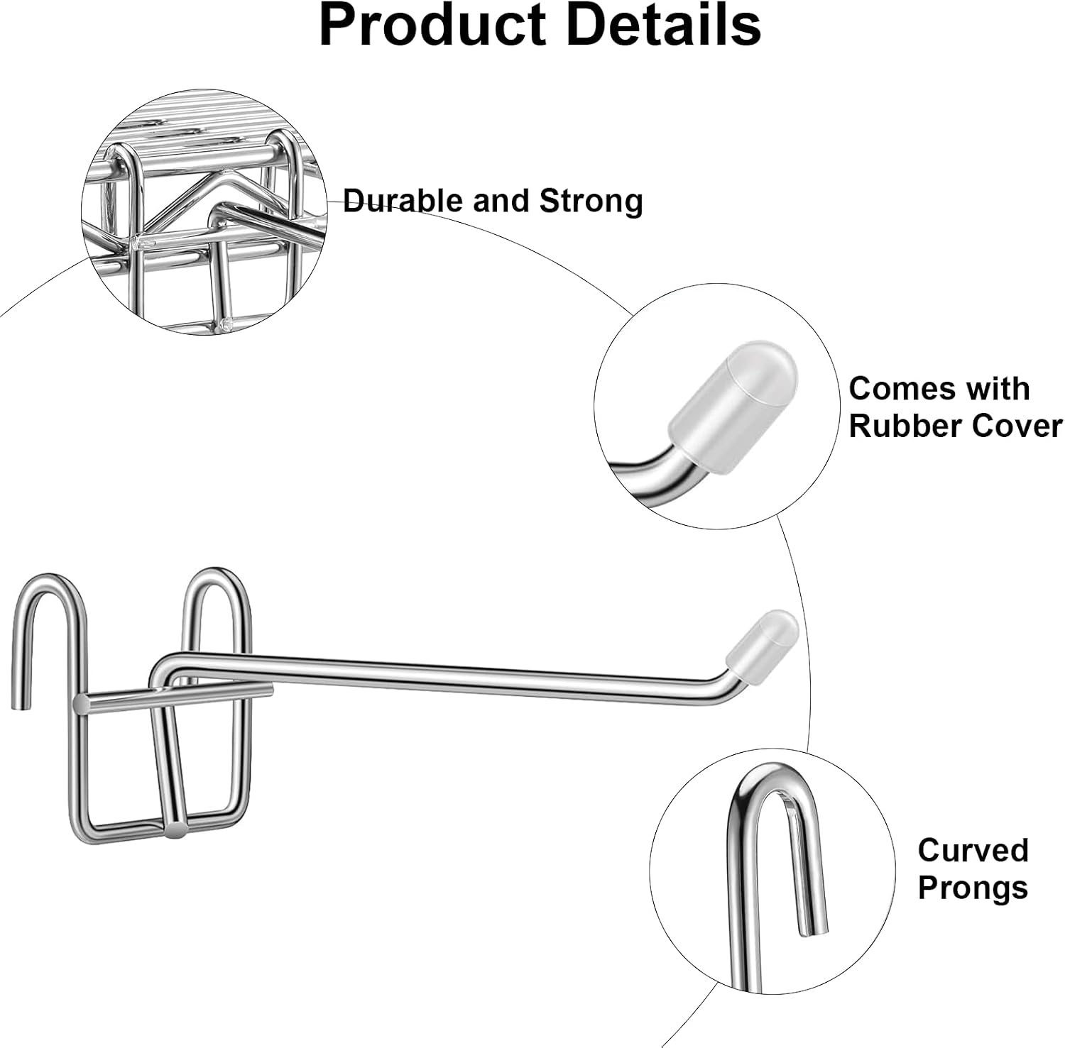 6 Pack Hooks for Wire Shelving, with Rubber Cover