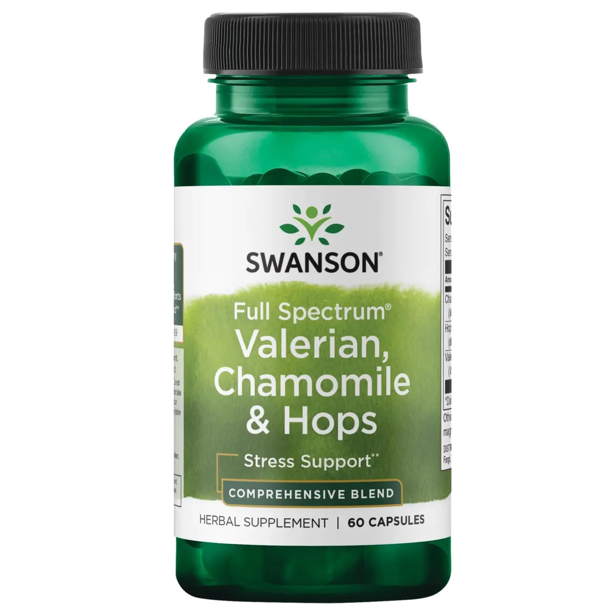 Swanson Valerian Chamomile and Hops Herbal Supplement, 60 Capsules 60 Count (Pack of 1)