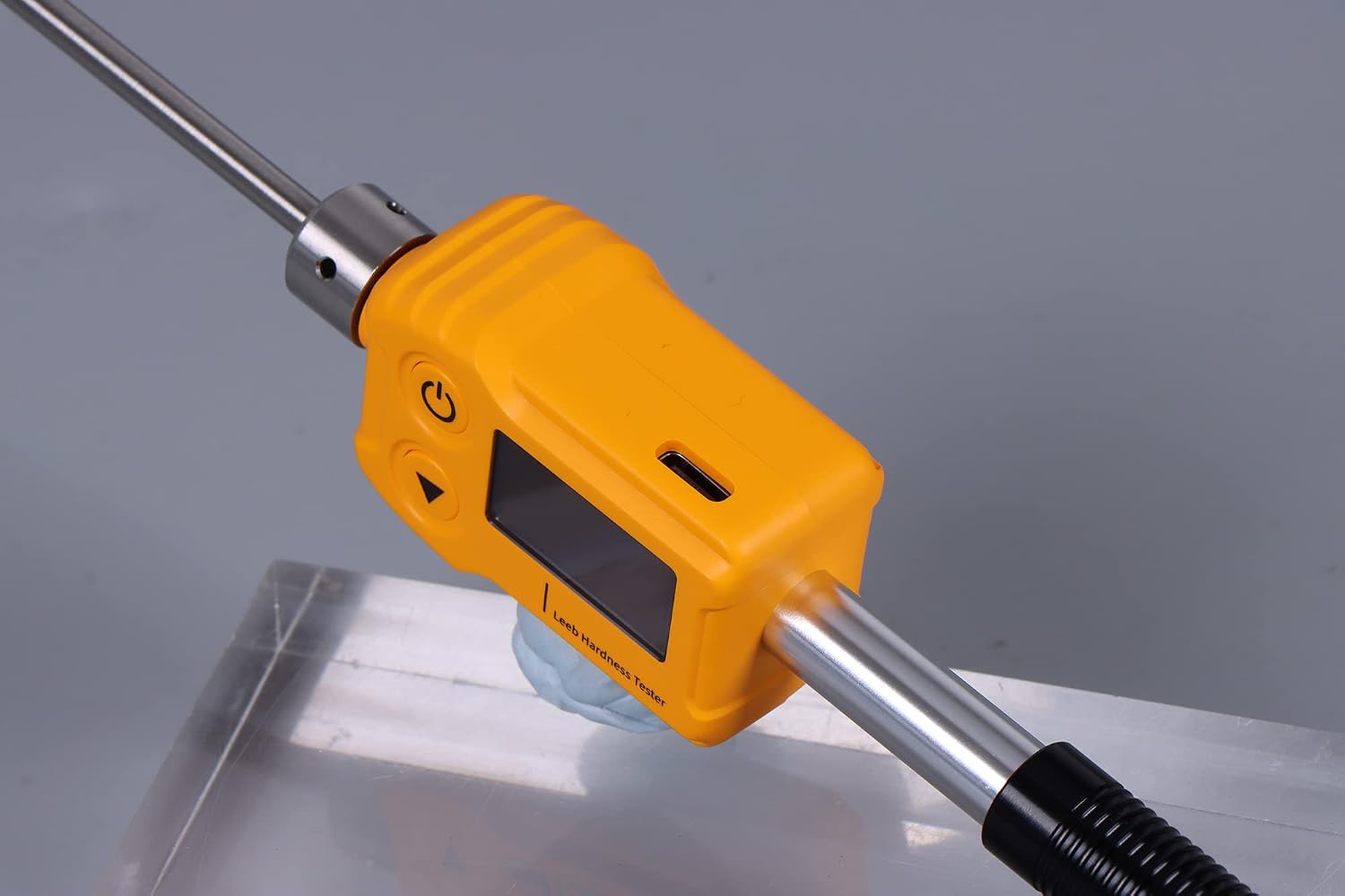 Portable Intergrated Leeb Hardness Meter Tester Equipment with DL Probe HL HV HB HS HRA HRB HRC 7 Hardness Scales for Narrow Space Aluminum Alloy Cast Iron Copper Steel Metal Material