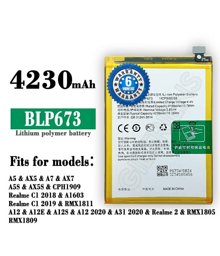 Image of OriginaI Battery BLP673 for Oppo A3S / A5 Battery with 6 Month Warranty and high Capacity Battery Backup. (for Oppo BLP673)