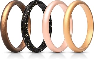 ThunderFit Women’s Silicone Thin and Stackable Ring Enhancers, Silicone Wedding Bands, 2.5mm Wide 2mm Thick, Variety Multipack 1-12