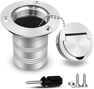 Boat Marine Deck Fill Filler Replacement Part Keyless Cap with Chain 316 Stainless Steel Mirror Polished Gas Fuel Tank Hardware for 2"(50mm) Tube