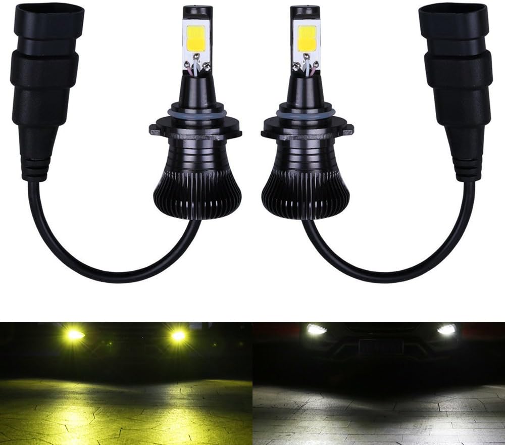 1797 9006 9005 HB4 HB3 Fog LED Light Bulbs Amber Yellow 3000K White 6000K Dual Color for Trucks Cars Lamps DRL Daytime Lights Kit Replacement Bulb 12V 30W 2800LM Super Bright COB Chips Pack of 2