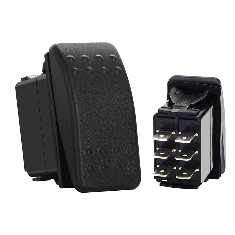 Interruptor tipo rocker DPDT de reversão de polaridade BACAUTOPARTS 12 V/24 V DC, 6 pinos, momentâneo – 1 unidade