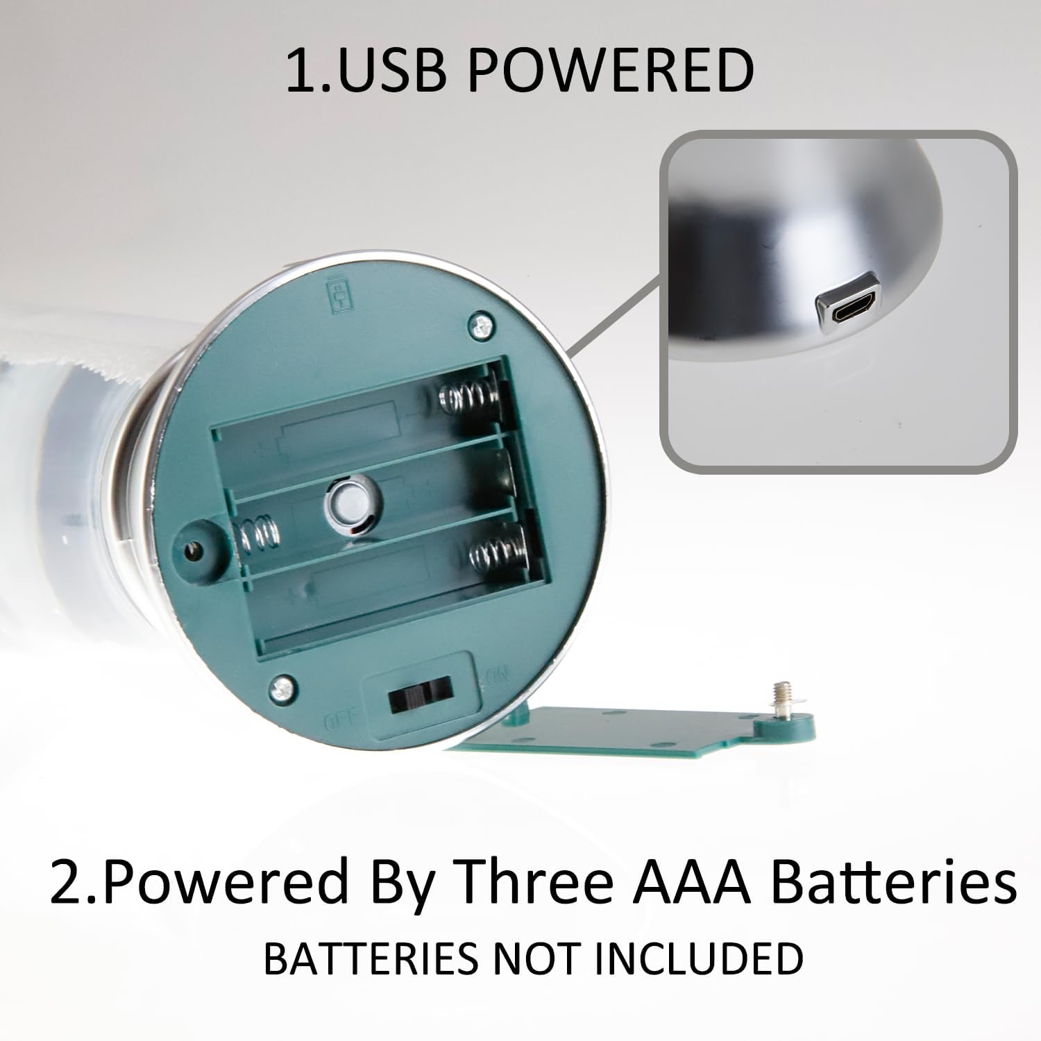 YAKii 10.5" Tornado Lamp LED Color Changing Table Lamp,Tornado Maker Science Toy, Battery/USB Cable Operated,Christmas Day Decoration Matte Silver