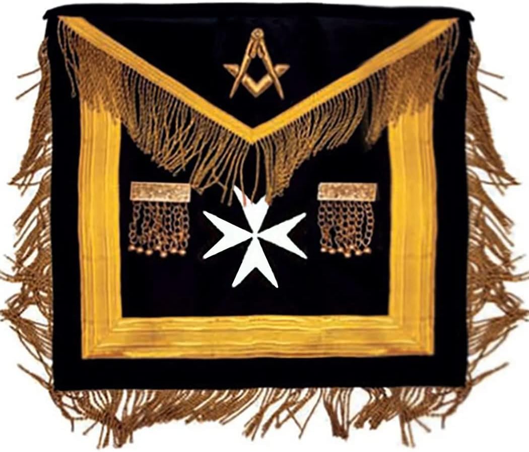 Most Worshipful Malta Regulation Apron - Black with Maltese Cross