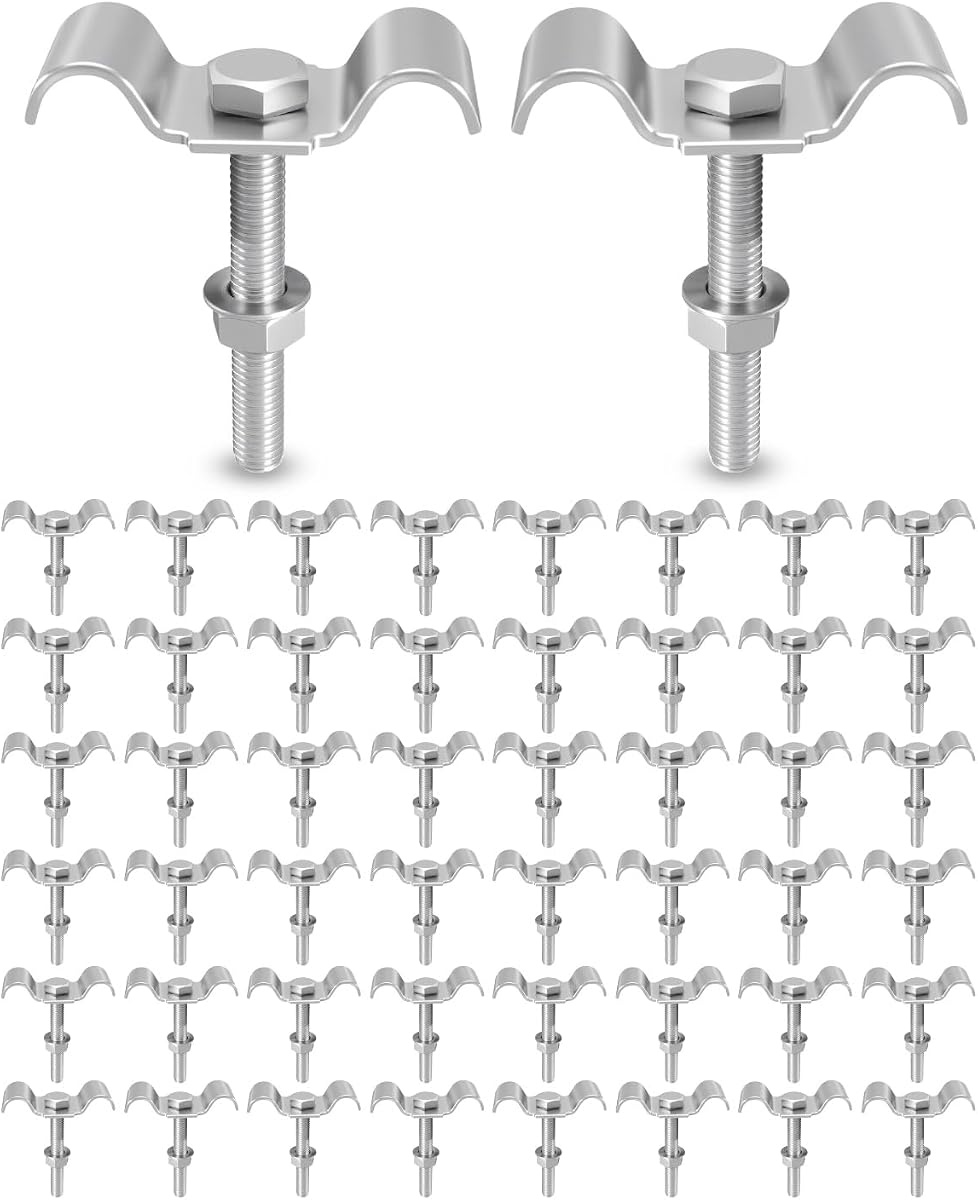 Clips para rejilla 50 piezas con pernos M8 x 60 mm, clips para silla de montar de acero inoxidable 316 | Abrazaderas de rejilla Clip de rejilla Clip de montura