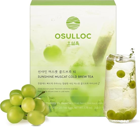 OSULLOC Sunshine Muscat Cold Brew Tea, Sweet Muscat flavored iced tea, Hydration Tea Packets (20ea, 1.76oz) - Sunshine Muscat