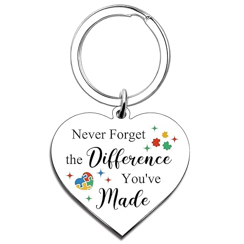Autism Awareness Keychain Never Forget Difference Stainless Steel Inspirational Support