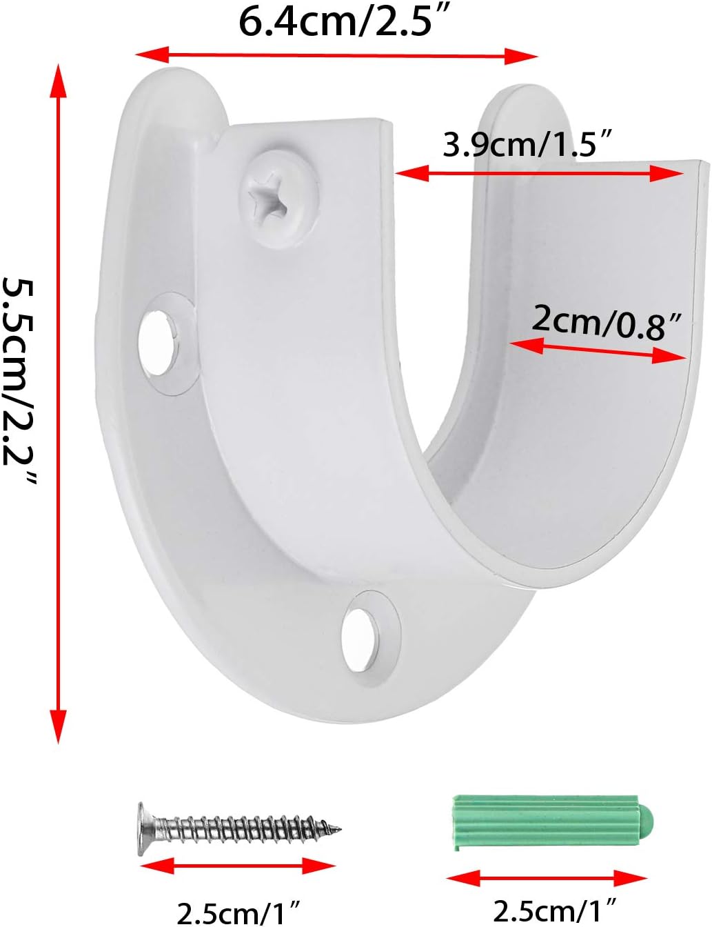 OwnMy 4 Pack Closet Rod End Supports Brackets 1-1/2" Dia Closet Rod Holders