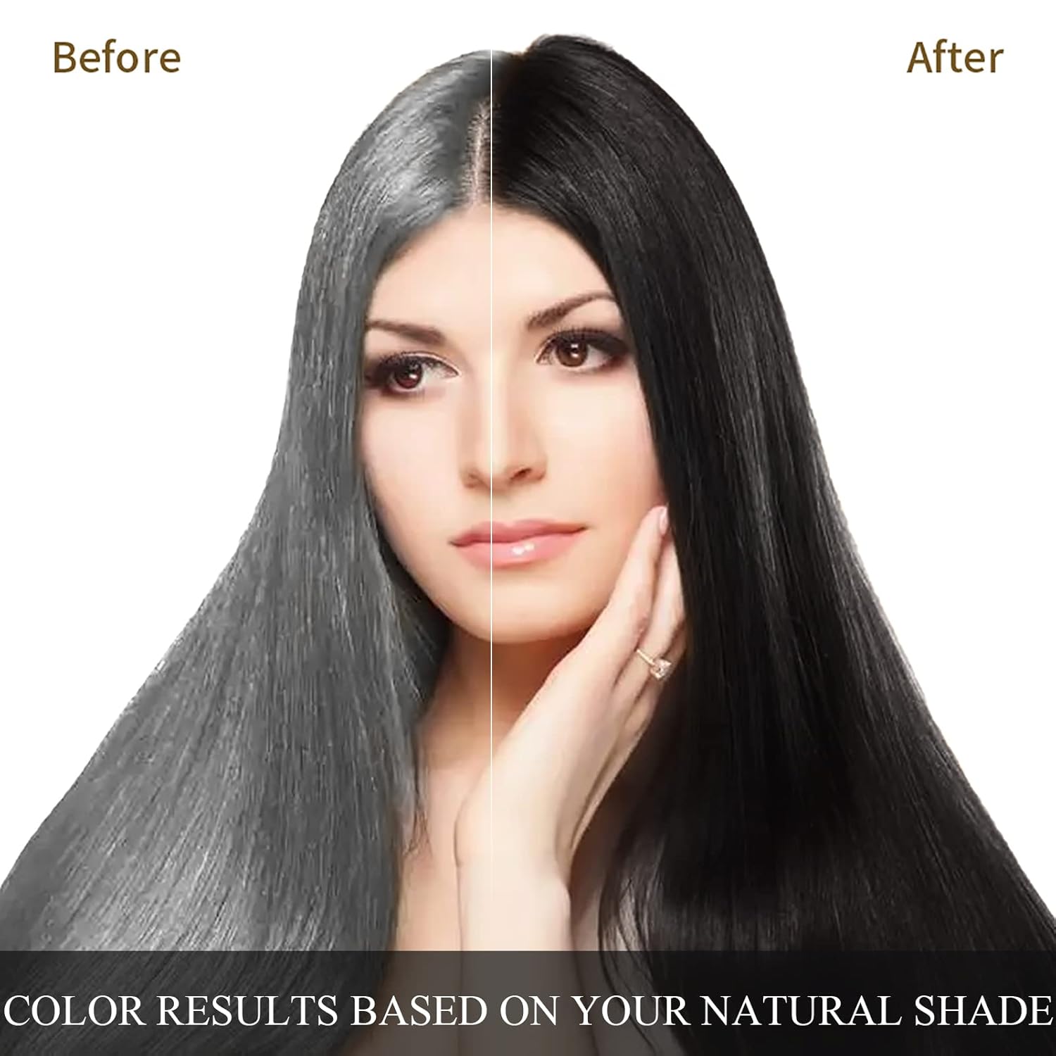 Black Hair Dye Shampoo for Gray Hair Augeo Instant Hair Color Shampoo 3 in 1 for Women and Men, Herbal Ingredients 100% Grey Hair Coverage 500ML - Image 2