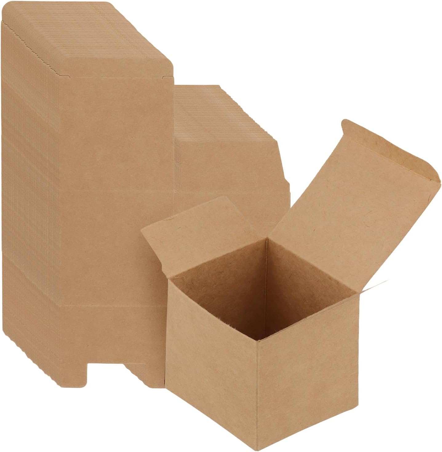 SENJEOK 100 PCS Small Brown Gift Boxes, 7 x 7 x 7 cm Mini Kraft Square Present Boxes for Wedding Favours, Birthday, Parties, Holiday Gifts