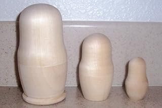 Plain Blank Unpainted Russian Nesting Doll 3 pc / 4 in Paint yourself u-503.4