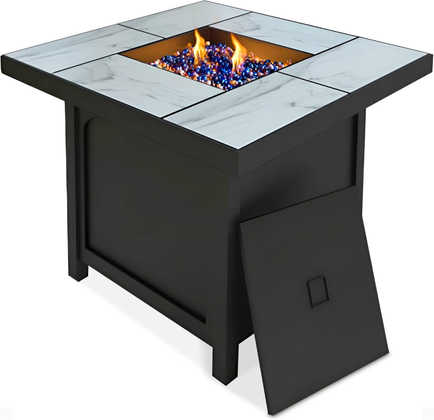 Four Seasons Courtyard 32"" Steel 50K BTU Smokeless Propane Gas Fire Pit Square Table Fireplace for Outdoor Backyard Patio, Deck & Porch Heating, Black, cappuccino