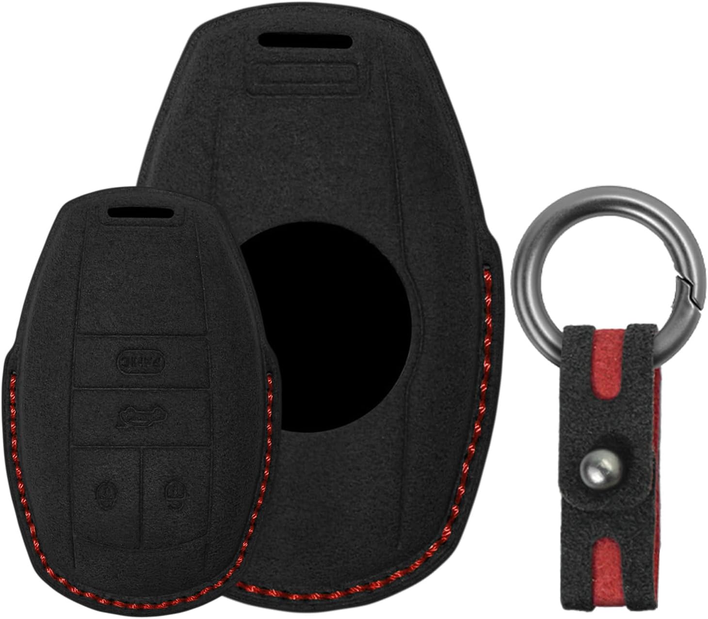 Key Fob Cover Fit for Bentley Bentayga Flying Spur GT 2018-2026 Leather Car Remote Key Case Smart Key Shell Protector with Keychain 4 Button Carbon Black