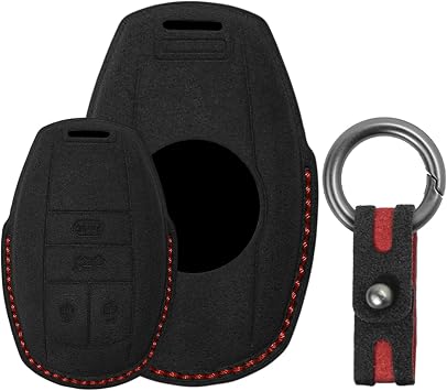 Key Fob Cover Fit for Bentley Bentayga Flying Spur GT 2018-2026 Leather Car Remote Key Case Smart Key Shell Protector with Keychain 4 Button Carbon Black