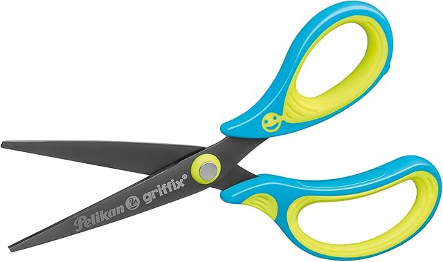 Pelikan Griffix School Scissors for Right-Handed/Left-Handed Users For Right-Handers Neon fresh blue.