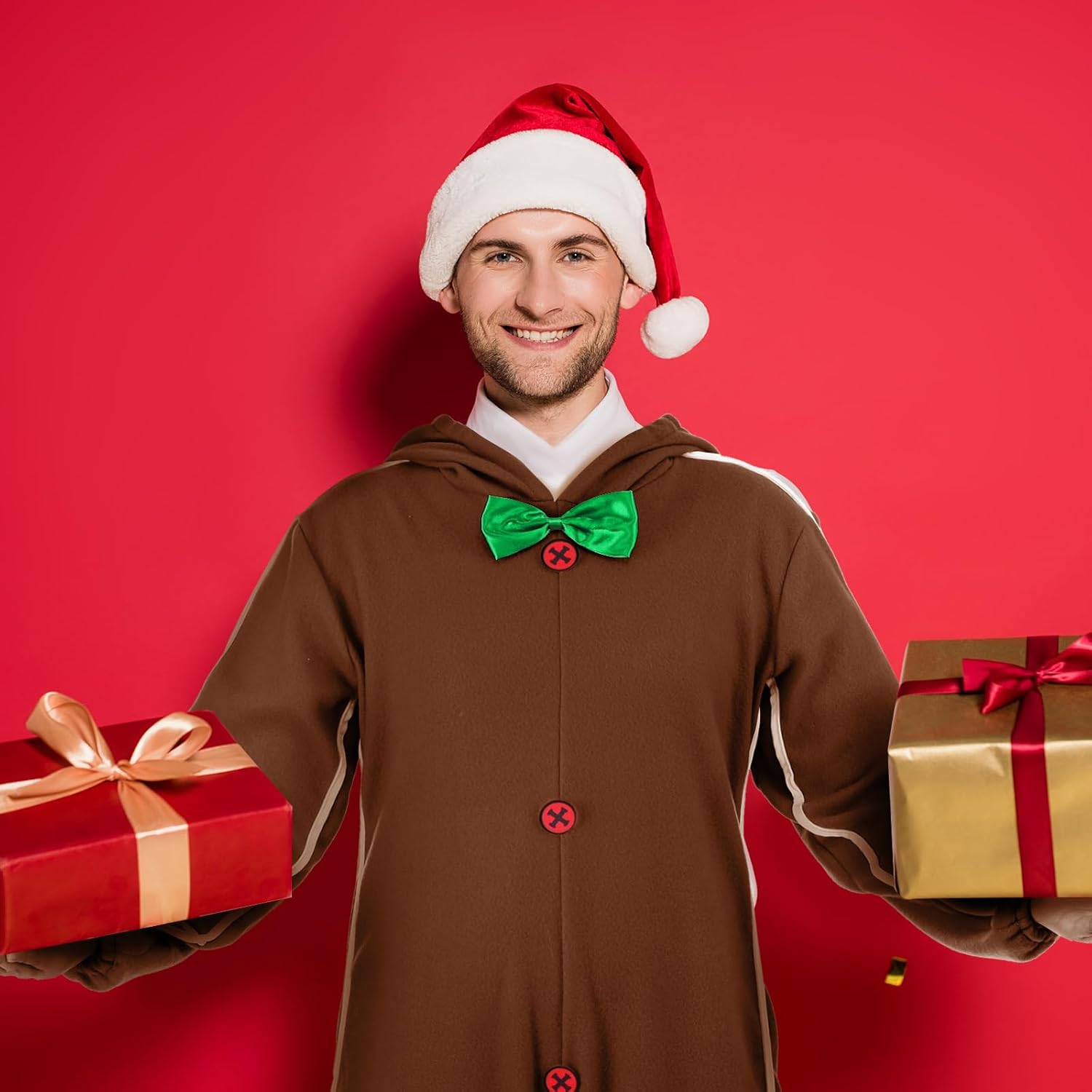 Geyoga Gingerbread Man Costume for Adults Christmas Gingerbread Man Outfit Suit Unisex Character Costume - Image 6