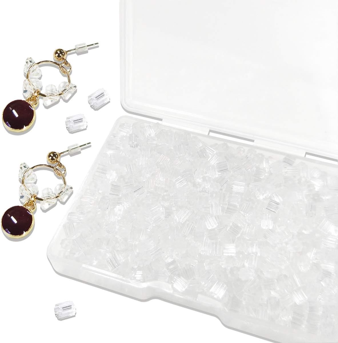 1000 Pack Silicone Earring Backs, Soft Clear Ear Safety Back