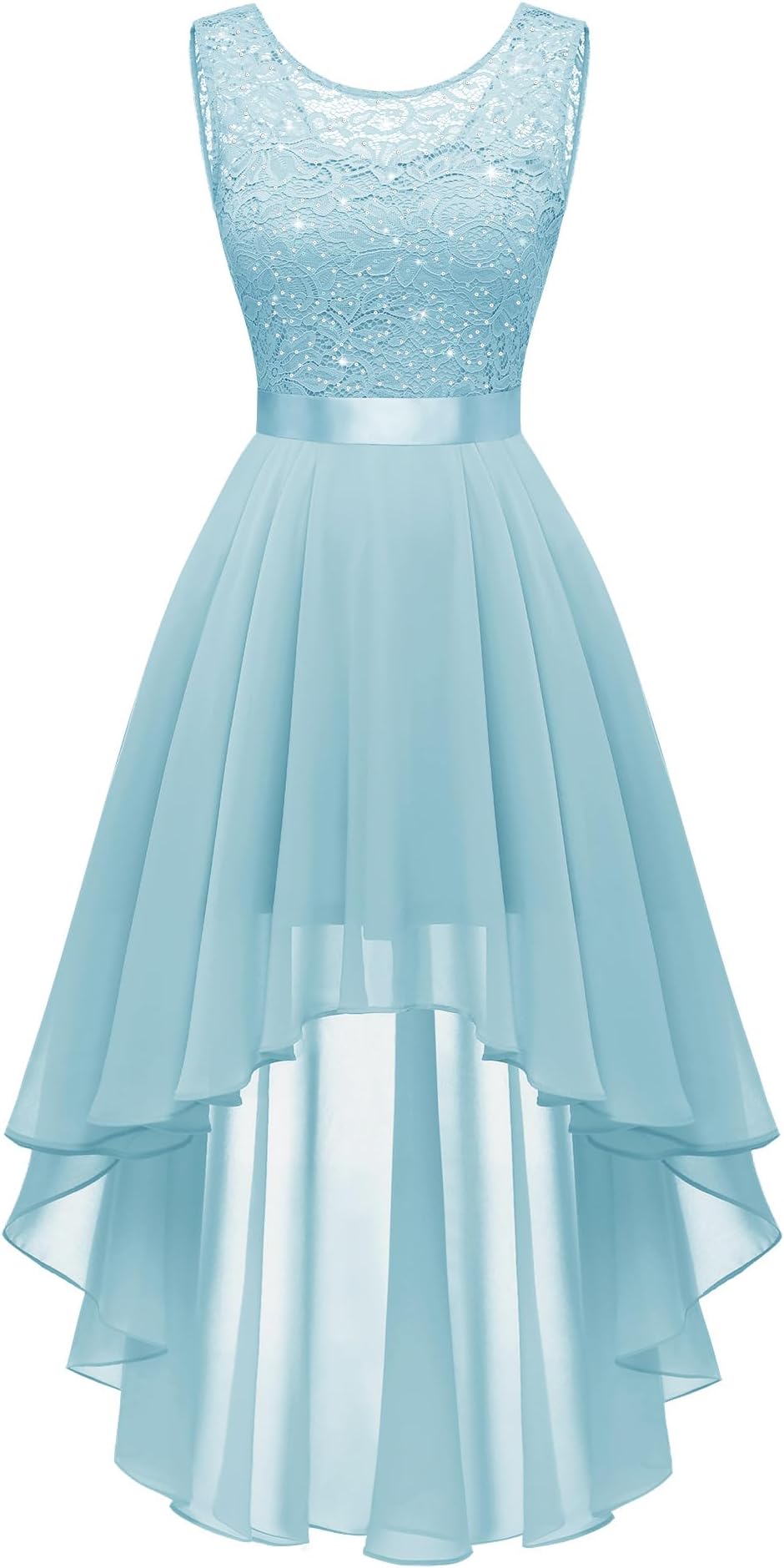 BeryLove Summer Wedding Guest Formal Cocktail Dresses Sequin Prom Party Lace High Low Bridesmaid Elegant Dress