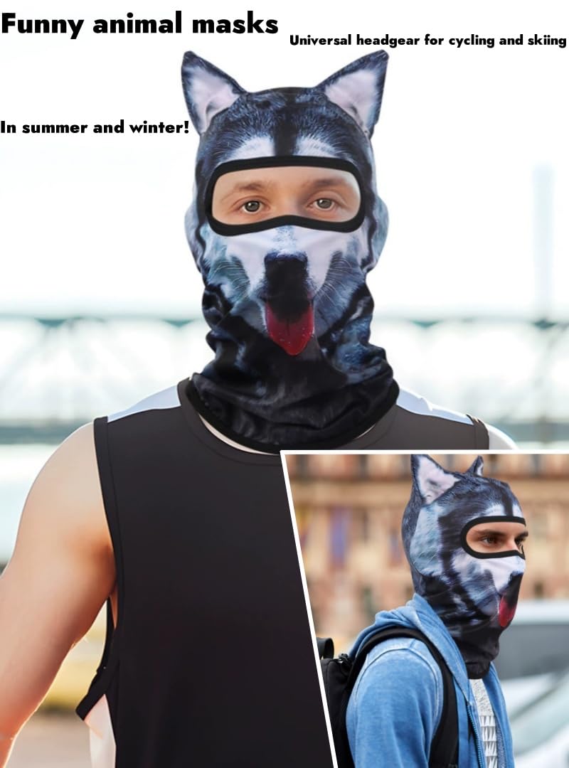 2PACK Cat Ski Mask 3D Cat Sheisty Balaclava with Ears Perfect for Skiing & Biking Music Festivals Parties (Set17)