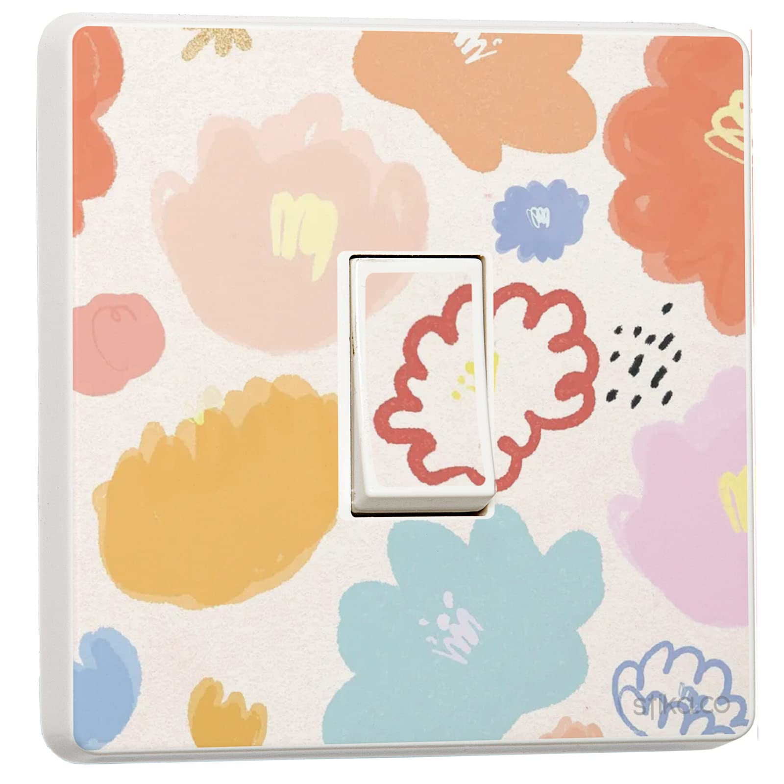 stika.co Pack of 2 Blooming Flowers, Floral Print Single Light Switch Sticker Vinyl Cover Skin (Single Switch)
