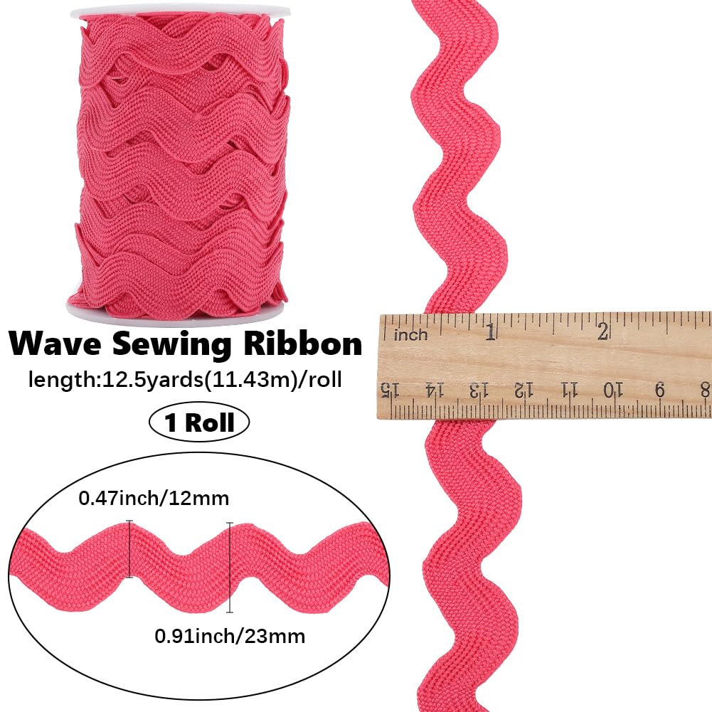 GORGECRAFT 12.5 Yards Polyester Rick Rack Trim 13mm Ric Rac Zig Zag Wavy Ribbon Light Coral Rickrack S Shaped Lace Ribbon Woven Braided Fabric with Spool for Sewing DIY Crafts Christmas - Image 2