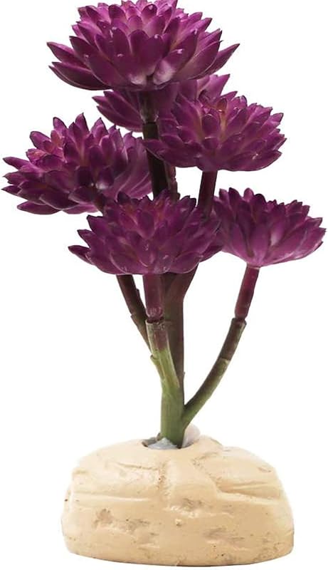 Planta artificial para terrário de répteis e anfíbios KERUIDENG com base ponderada, 8,89 x 8,89 x 17,78 cm